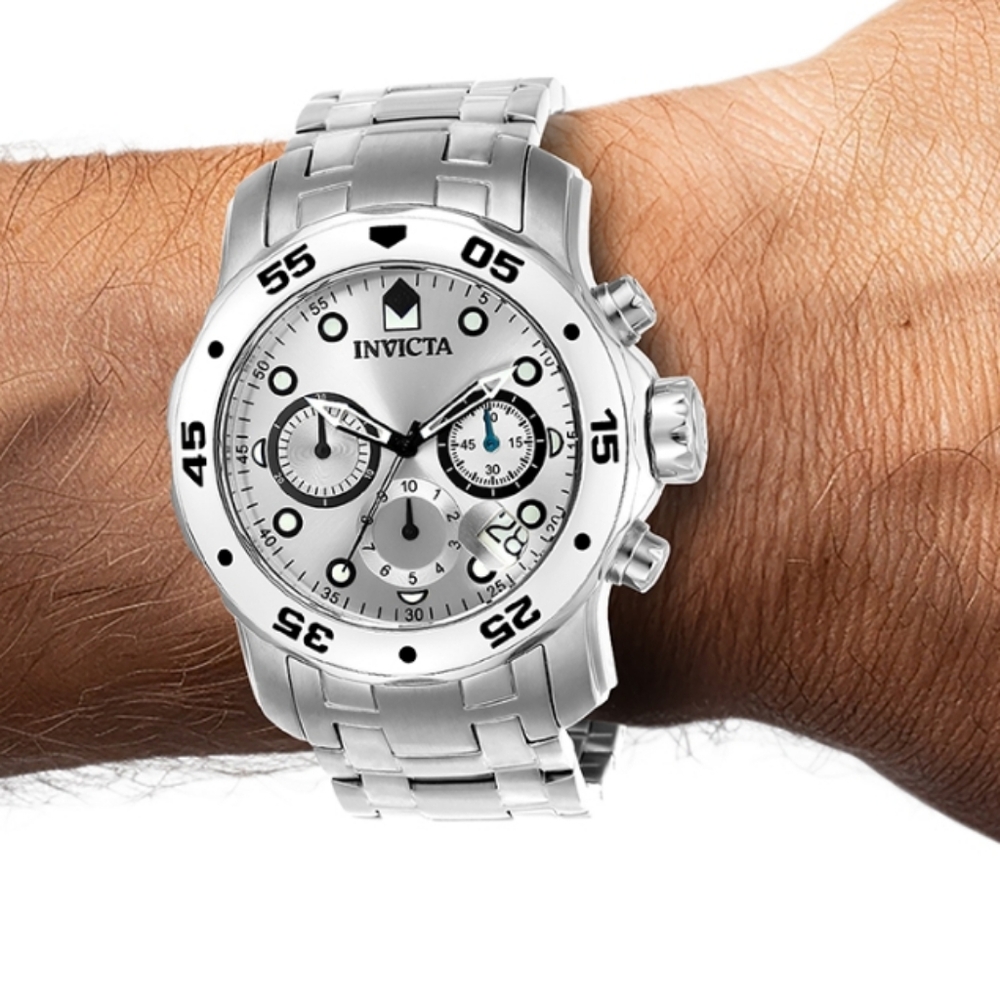 Invicta Men's Silver and Black Chronograph Watch